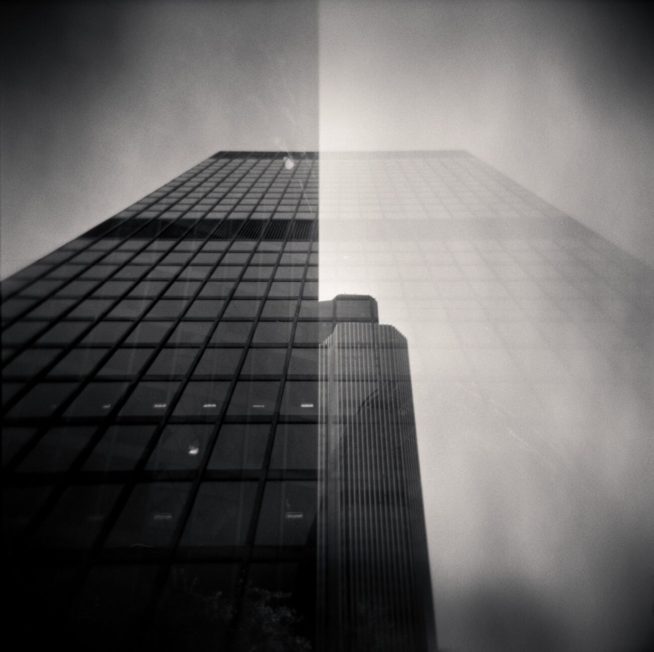 Photograph print 27.6 x 27.5 in, City Buildings (double exposure). Ref-1292-5 - Denis Olivier Art Photography
