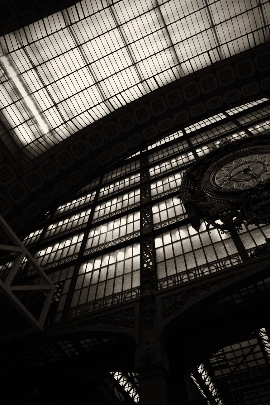 Clock And Glass Roof Of The Musée D'Orsay, Musée D'Orsay, Paris, France. February 2005. Ref-1379 - Denis Olivier Photography