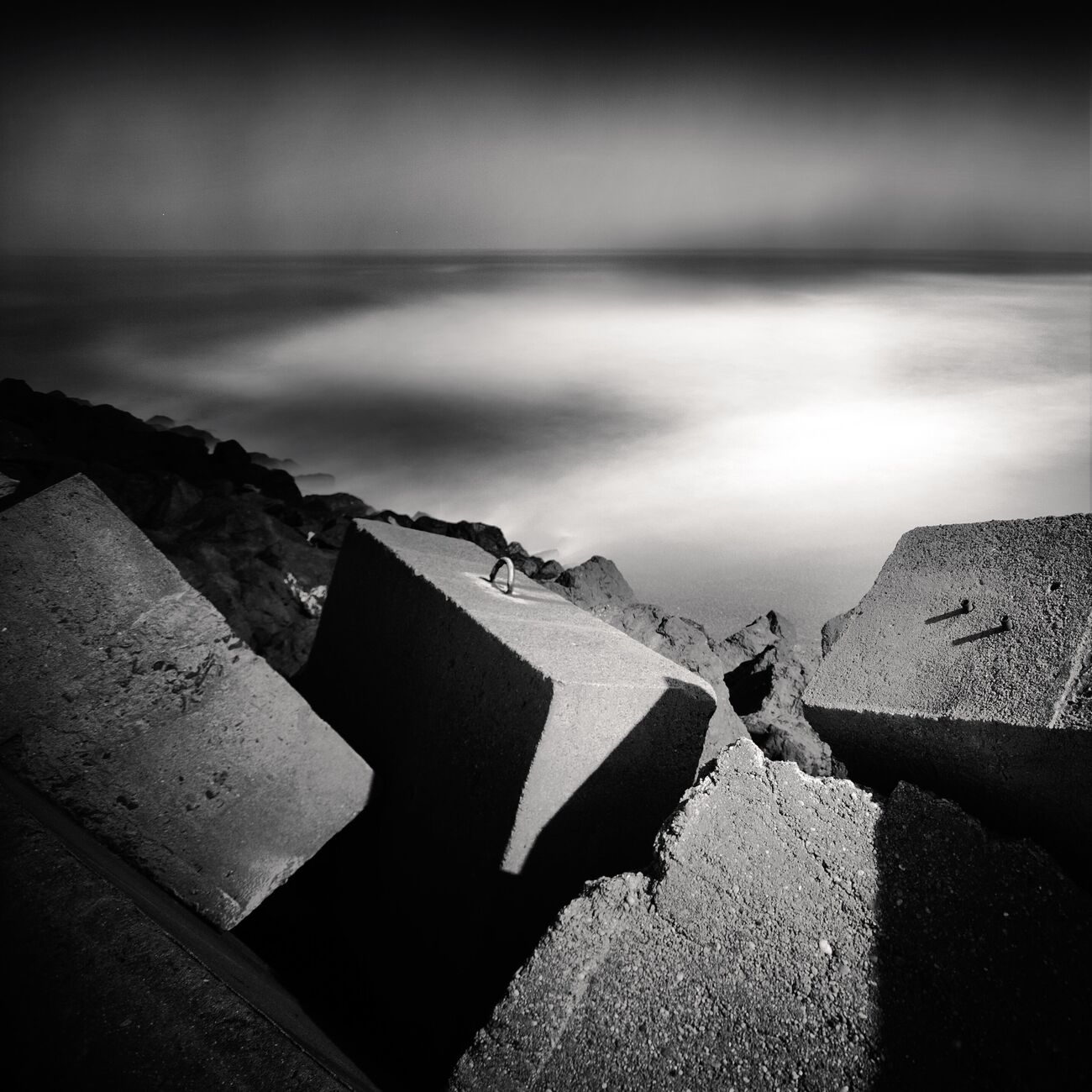 Photography 17.7 x 17.7 in, Concrete in stormy ocean. Ref-1364-4 - Denis Olivier Art Photography