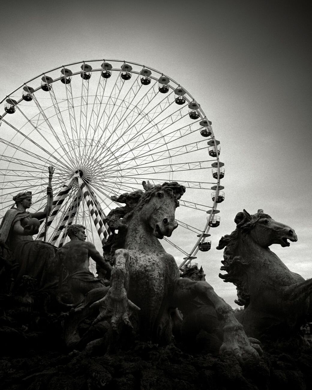 Photography 12.6 x 15.7 in, Girondins Fountain and Big Wheel. Ref-11646-12 - Denis Olivier Art Photography