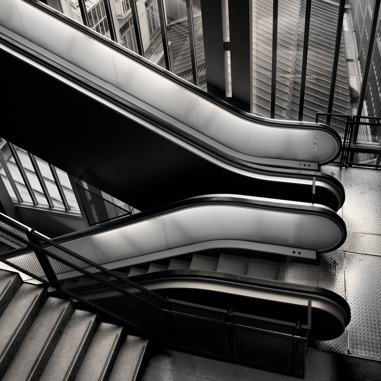 Photograph print 7.1 x 7.1 in, Orsay museum escalator. Ref-564-23 - Denis Olivier Art Photography