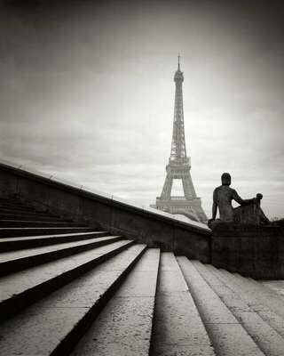 Stairs And Statue, Trocadero, Paris, France. February 2022. Ref-11666 - Denis Olivier Photography