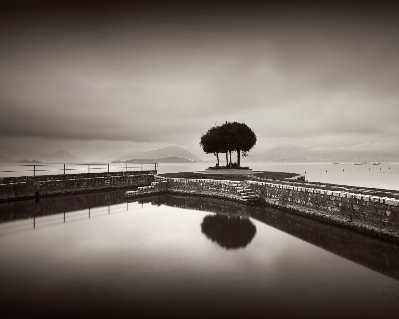 Photography 9.1 x 7.2 in, Trees on pier, etude 2. Ref-11608-3 - Denis Olivier Photography