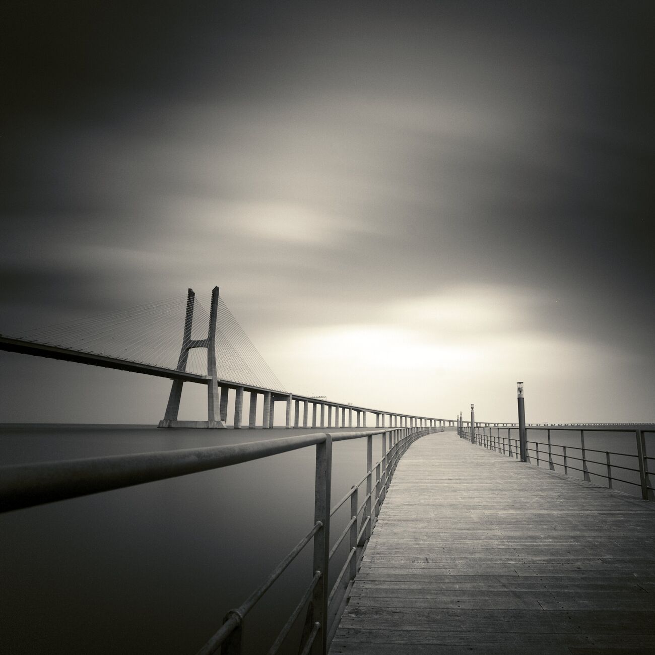 Photograph 9.1 x 9.1 in, Vasco da Gama Bridge. Ref-1087-3 - Denis Olivier Photography