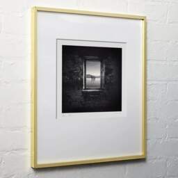 Art and collection photography Denis Olivier, Abandoned View, Building Ruins, Yesa Lake, Spain. March 2022. Ref-11533 - Denis Olivier Photography, light wood frame on white wall