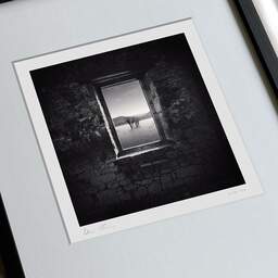 Art and collection photography Denis Olivier, Abandoned View, Building Ruins, Yesa Lake, Spain. March 2022. Ref-11533 - Denis Olivier Photography, large original 9 x 9 inches fine-art photograph print in limited edition, framed and signed