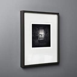 Art and collection photography Denis Olivier, Abandoned View, Building Ruins, Yesa Lake, Spain. March 2022. Ref-11533 - Denis Olivier Photography, black wood frame on gray background