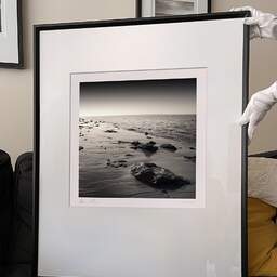 Art and collection photography Denis Olivier, Banc D'Arguin, Dune Du Pyla, France. February 2006. Ref-902 - Denis Olivier Photography, large original 9 x 9 inches fine-art photograph print in limited edition and signed hold by a galerist woman