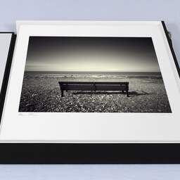 Art and collection photography Denis Olivier, Bench, LLandulas Beach, Wales. April 2006. Ref-947 - Denis Olivier Art Photography, large original 15.7 x 15.7 inches fine-art photograph print in limited edition, Leica M7 film 24x36 camera
