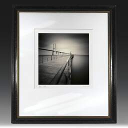 Art and collection photography Denis Olivier, Bench, Etude 5, Vasco Da Gama Bridge, Lisbon, Portugal. May 2007. Ref-1098 - Denis Olivier Photography, original fine-art photograph in limited edition and signed in black and gold wood frame