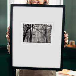 Art and collection photography Denis Olivier, Bois De La Marche, Poitiers, France. 0000. Ref-104 - Denis Olivier Photography, original 9 x 9 inches fine-art photograph print in limited edition and signed hold by a galerist woman