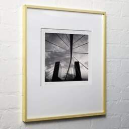 Art and collection photography Denis Olivier, Bridge And Buildings, Bilbao, Spain. February 2022. Ref-11532 - Denis Olivier Photography, light wood frame on white wall
