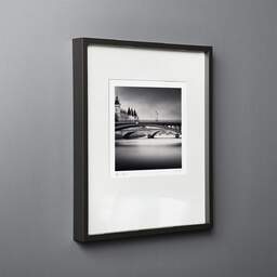 Art and collection photography Denis Olivier, Bridges Over The Seine River, Paris, France. February 2022. Ref-11585 - Denis Olivier Photography, black wood frame on gray background