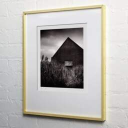 Art and collection photography Denis Olivier, Bunker Entrance, Newburgh, Aberdeenshire, Scotland. August 2022. Ref-11613 - Denis Olivier Photography, light wood frame on white wall