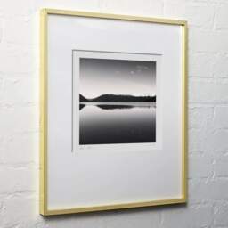 Art and collection photography Denis Olivier, Calm At Dusk, Etude 1, Lake Tikitapu, Bay Of Plenty, New Zealand. July 2018. Ref-11442 - Denis Olivier Photography, light wood frame on white wall