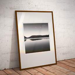Art and collection photography Denis Olivier, Calm At Dusk, Etude 1, Lake Tikitapu, Bay Of Plenty, New Zealand. July 2018. Ref-11442 - Denis Olivier Art Photography, Large original photographic art print in limited edition and signed framed in an brown wood frame