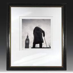 Art and collection photography Denis Olivier, Churchill Statue, London, England. August 2022. Ref-11583 - Denis Olivier Photography, original fine-art photograph in limited edition and signed in black and gold wood frame