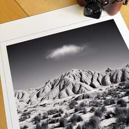 Art and collection photography Denis Olivier, Cloud Over Dry Hills, Bardenas Reales, Spain. February 2022. Ref-11577 - Denis Olivier Art Photography, large original 15.7 x 15.7 inches fine-art photograph print in limited edition, Leica M7 film 24x36 camera