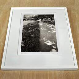 Art and collection photography Denis Olivier, Crossing, Landscape Park, Saint-Nazaire. July 2020. Ref-1350 - Denis Olivier Photography, white frame on a wooden table