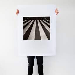 Art and collection photography Denis Olivier, Crosswalk, Floirac, France. October 2020. Ref-11607 - Denis Olivier Art Photography, Large original photographic art print in limited edition and signed tenu par un homme