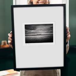 Art and collection photography Denis Olivier, Cruising Boat, Netherlands, Netherlands. April 2015. Ref-1377 - Denis Olivier Photography, original 9 x 9 inches fine-art photograph print in limited edition and signed hold by a galerist woman