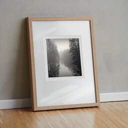 Art and collection photography Denis Olivier, Dawn On Clain River, Poitiers, France. December 1989. Ref-911 - Denis Olivier Photography, original fine-art photograph in limited edition and signed in light wood frame