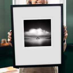 Art and collection photography Denis Olivier, Diving Pier, Saint-Malo, France. November 2012. Ref-1274 - Denis Olivier Photography, original 9 x 9 inches fine-art photograph print in limited edition and signed hold by a galerist woman