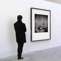 Art and collection photography Denis Olivier, Dreamspace Reloaded, Etude 38. August 2008. Ref-1190 - Denis Olivier Art Photography, A visitor contemplate a large original photographic art print in limited edition and signed in a black frame