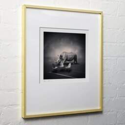 Art and collection photography Denis Olivier, Dreamspace Reloaded, Etude 49. January 2010. Ref-1235 - Denis Olivier Art Photography, light wood frame on white wall