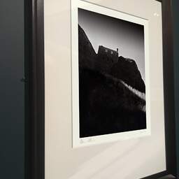 Art and collection photography Denis Olivier, Dunnottar Castle, Stonehaven, Scotland. August 2022. Ref-11617 - Denis Olivier Art Photography, brown wood old frame on dark gray background