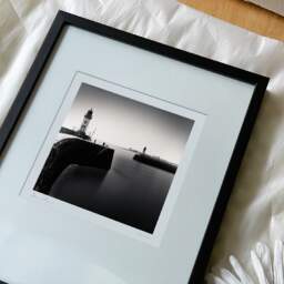 Art and collection photography Denis Olivier, East And West Jetty Lighthouses, Saint-Nazaire, France. August 2020. Ref-1425 - Denis Olivier Photography, reception and unpacking of an original fine-art photograph in limited edition and signed in a black wooden frame