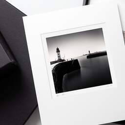 Art and collection photography Denis Olivier, East And West Jetty Lighthouses, Saint-Nazaire, France. August 2020. Ref-1425 - Denis Olivier Art Photography, original photographic print in limited edition and signed, framed in acid free mat board