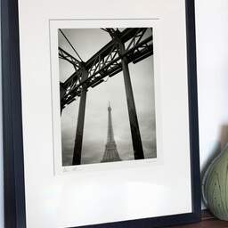 Art and collection photography Denis Olivier, Eiffel Tower, Debilly Footbridge, Paris, France. February 2022. Ref-11662 - Denis Olivier Photography, gallery exhibition with black frame