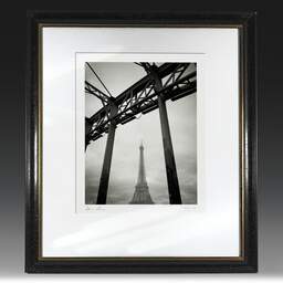Art and collection photography Denis Olivier, Eiffel Tower, Debilly Footbridge, Paris, France. February 2022. Ref-11662 - Denis Olivier Photography, original fine-art photograph in limited edition and signed in black and gold wood frame