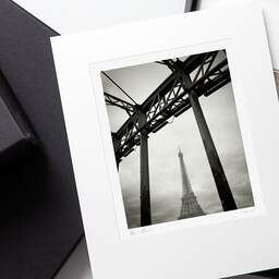 Art and collection photography Denis Olivier, Eiffel Tower, Debilly Footbridge, Paris, France. February 2022. Ref-11662 - Denis Olivier Photography, original photographic print in limited edition and signed, framed in acid free mat board