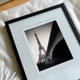 Art and collection photography Denis Olivier, Eiffel Tower Sunrise, Paris, France. February 2022. Ref-11625 - Denis Olivier Photography, reception and unpacking of an original fine-art photograph in limited edition and signed in a black wooden frame
