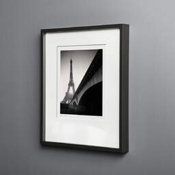 Art and collection photography Denis Olivier, Eiffel Tower Sunrise, Paris, France. February 2022. Ref-11625 - Denis Olivier Art Photography, black wood frame on gray background