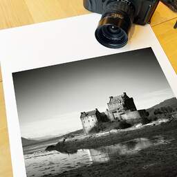 Art and collection photography Denis Olivier, Eilean Donan Castle, Etude 4, Highlands, Scotland. August 2022. Ref-11675 - Denis Olivier Art Photography, large original 15.7 x 15.7 inches fine-art photograph print in limited edition, medium-format Fuji GSW690III camera