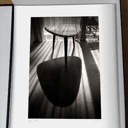 Art and collection photography Denis Olivier, End Table In The Morning Sun, Hôtel Les Bains D'Arguin, Arcachon. June 2020. Ref-1349 - Denis Olivier Photography, original photographic print in limited edition and signed, framed under cardboard mat,