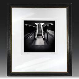 Art and collection photography Denis Olivier, Escalator, Saint-Jean Train Station, France. April 2021. Ref-11505 - Denis Olivier Photography, original fine-art photograph in limited edition and signed in black and gold wood frame