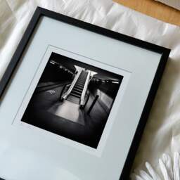Art and collection photography Denis Olivier, Escalator, Saint-Jean Train Station, France. April 2021. Ref-11505 - Denis Olivier Photography, reception and unpacking of an original fine-art photograph in limited edition and signed in a black wooden frame