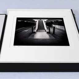 Art and collection photography Denis Olivier, Escalator, Saint-Jean Train Station, France. April 2021. Ref-11505 - Denis Olivier Art Photography, large original 15.7 x 15.7 inches fine-art photograph print in limited edition, Leica M7 film 24x36 camera