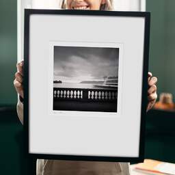 Art and collection photography Denis Olivier, Ferry Cruising, Etude 2, Maggiore Lake, Italy. August 2014. Ref-1430 - Denis Olivier Photography, original 9 x 9 inches fine-art photograph print in limited edition and signed hold by a galerist woman
