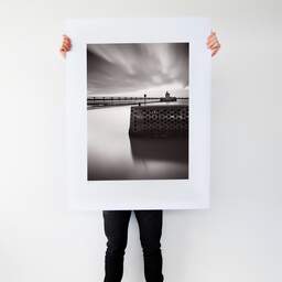 Art and collection photography Denis Olivier, Fort Louvois And Pier, Bourcefranc-Le-Chapus, France. November 2021. Ref-11684 - Denis Olivier Art Photography, Large original photographic art print in limited edition and signed tenu par un homme