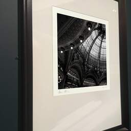 Art and collection photography Denis Olivier, Galeries Lafayette, Paris, France. February 2005. Ref-545 - Denis Olivier Photography, brown wood old frame on dark gray background