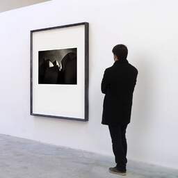 Art and collection photography Denis Olivier, Guggenheim Museum, Etude 1, Bilbao, Spain. September 2013. Ref-1375 - Denis Olivier Art Photography, A visitor contemplate a large original photographic art print in limited edition and signed in a black frame