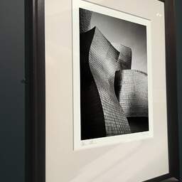 Art and collection photography Denis Olivier, Guggenheim Museum, Etude 2, Bilbao, Spain. February 2022. Ref-11635 - Denis Olivier Art Photography, brown wood old frame on dark gray background