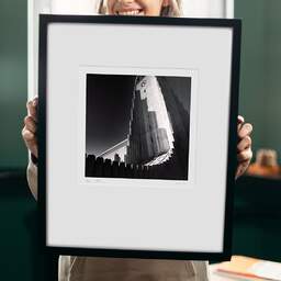 Art and collection photography Denis Olivier, Hallgrímskirkja, Etude 3, Reykjavik, Iceland. August 2016. Ref-11437 - Denis Olivier Photography, original 9 x 9 inches fine-art photograph print in limited edition and signed hold by a galerist woman