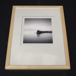 Art and collection photography Denis Olivier, Harbour Pier, Bourcefrance-Le-Chapus, France. November 2021. Ref-11566 - Denis Olivier Photography, light wood frame on dark background