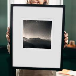 Art and collection photography Denis Olivier, I Need To Forget, Pyrénées, France. August 1990. Ref-921 - Denis Olivier Photography, original 9 x 9 inches fine-art photograph print in limited edition and signed hold by a galerist woman
